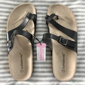 BOBBIE BROOKS | brand new black faux leather sandals